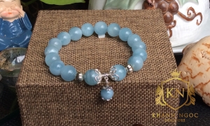 Vòng Đá Aquamarine Phối Cham Bạc